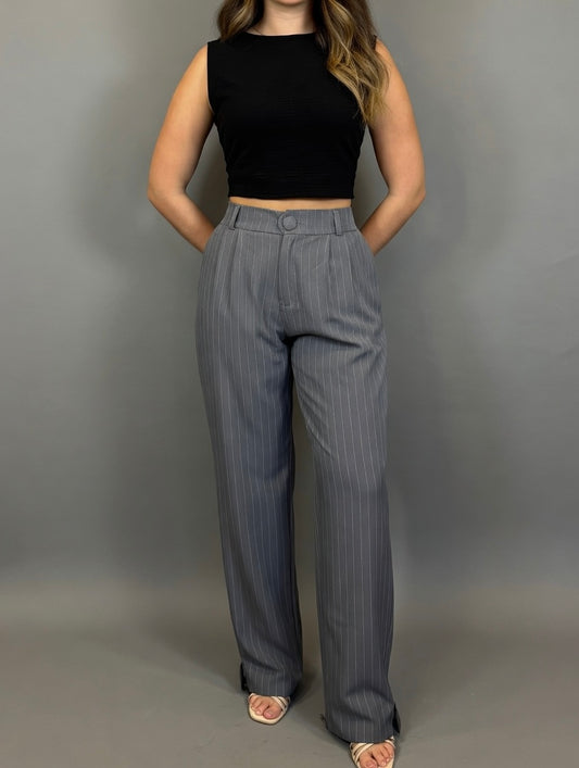 Pantalón Amalia - Gris rayado