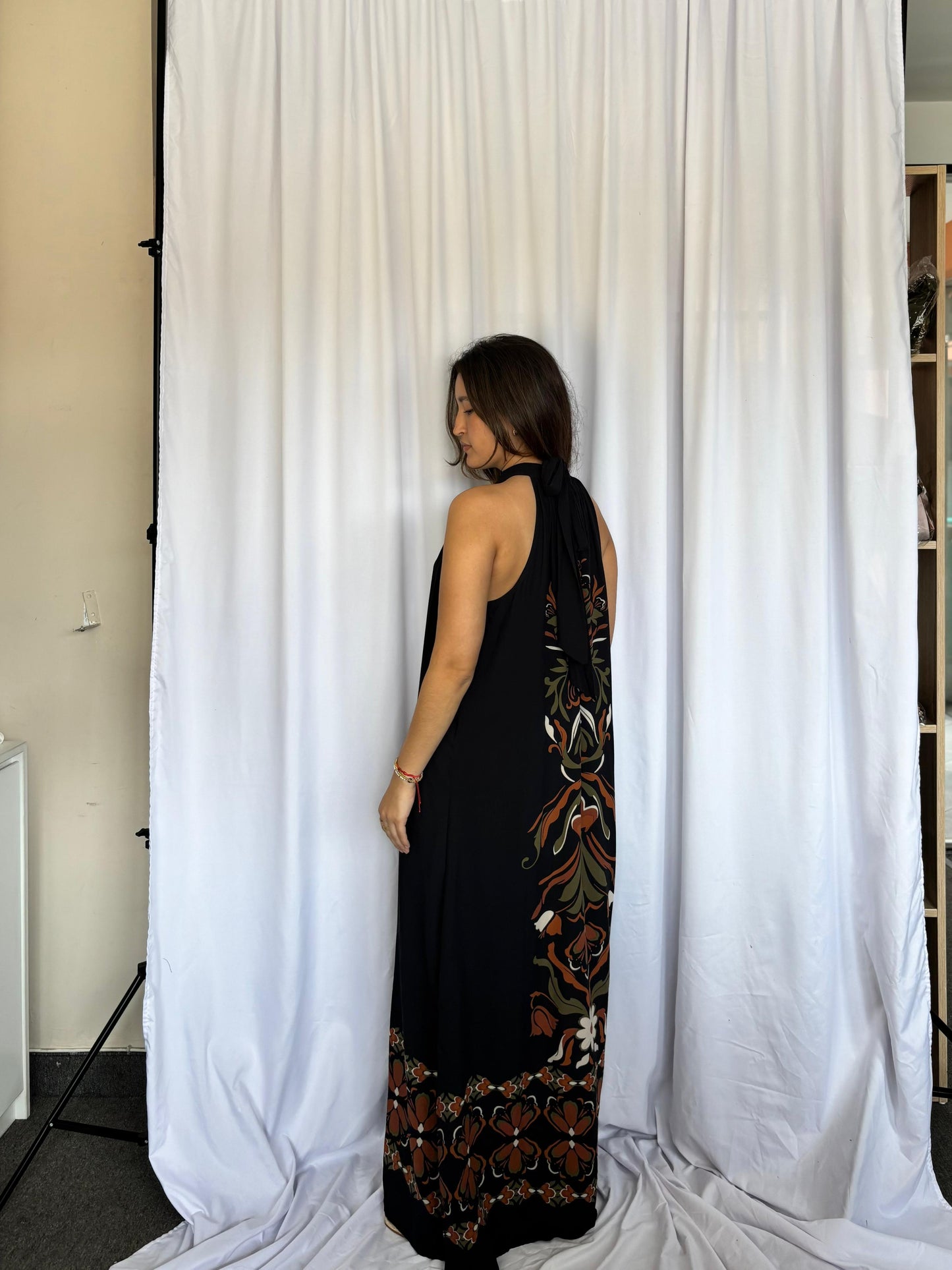 VESTIDO 1.STATE FLOREADO - NEGRO
