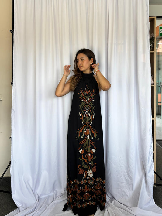 VESTIDO 1.STATE FLOREADO - NEGRO