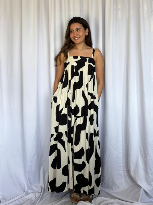 VESTIDO ABEL THE LABEL B&W - BLANCO Y NEGRO