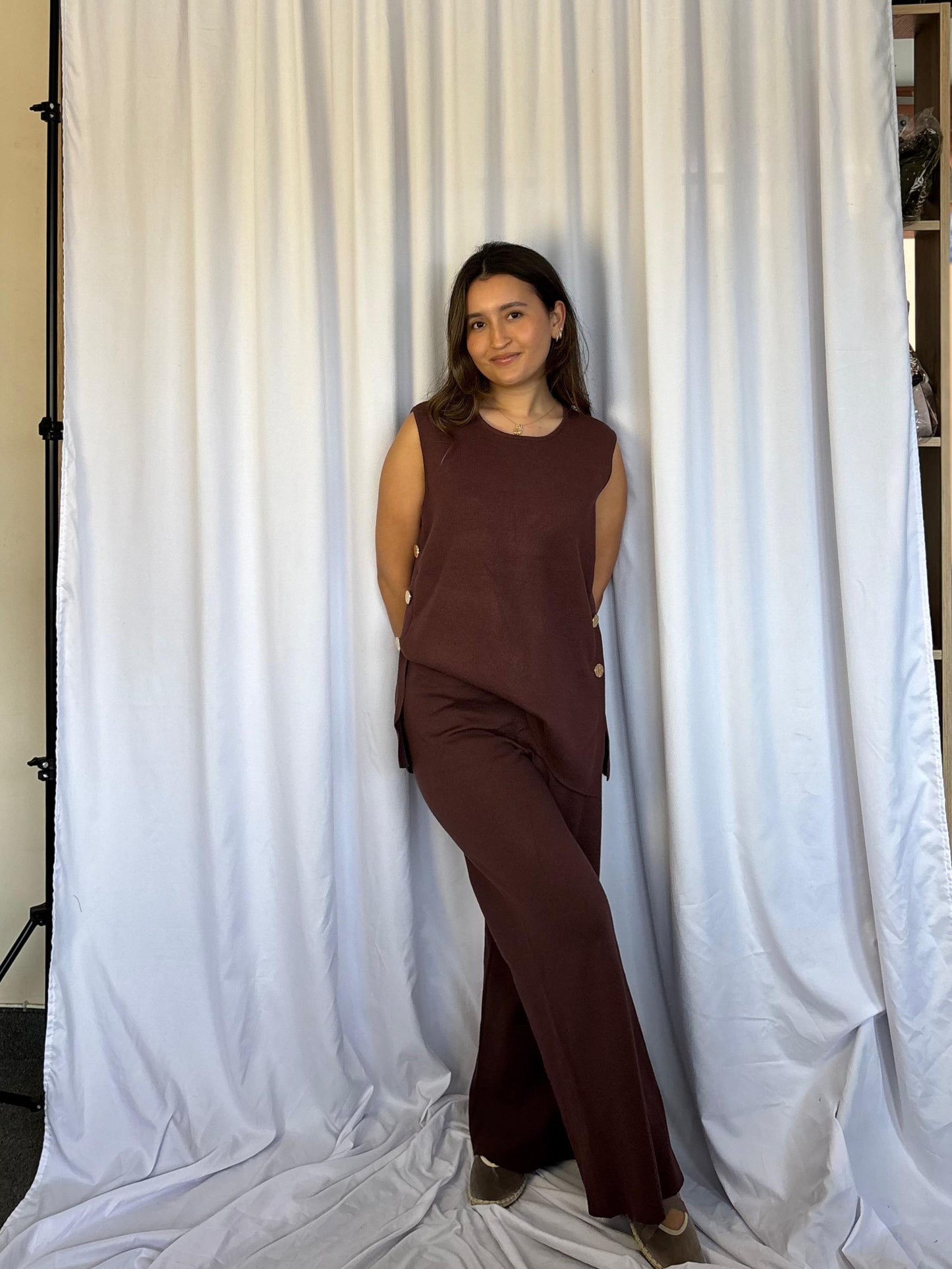 CONJUNTO TEJIDO MARLED- MARRON