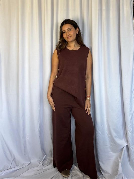 CONJUNTO TEJIDO MARLED- MARRON