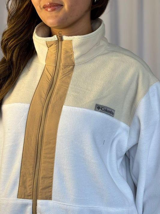 CASACA COLUMBIA - BEIGE Y BLANCO