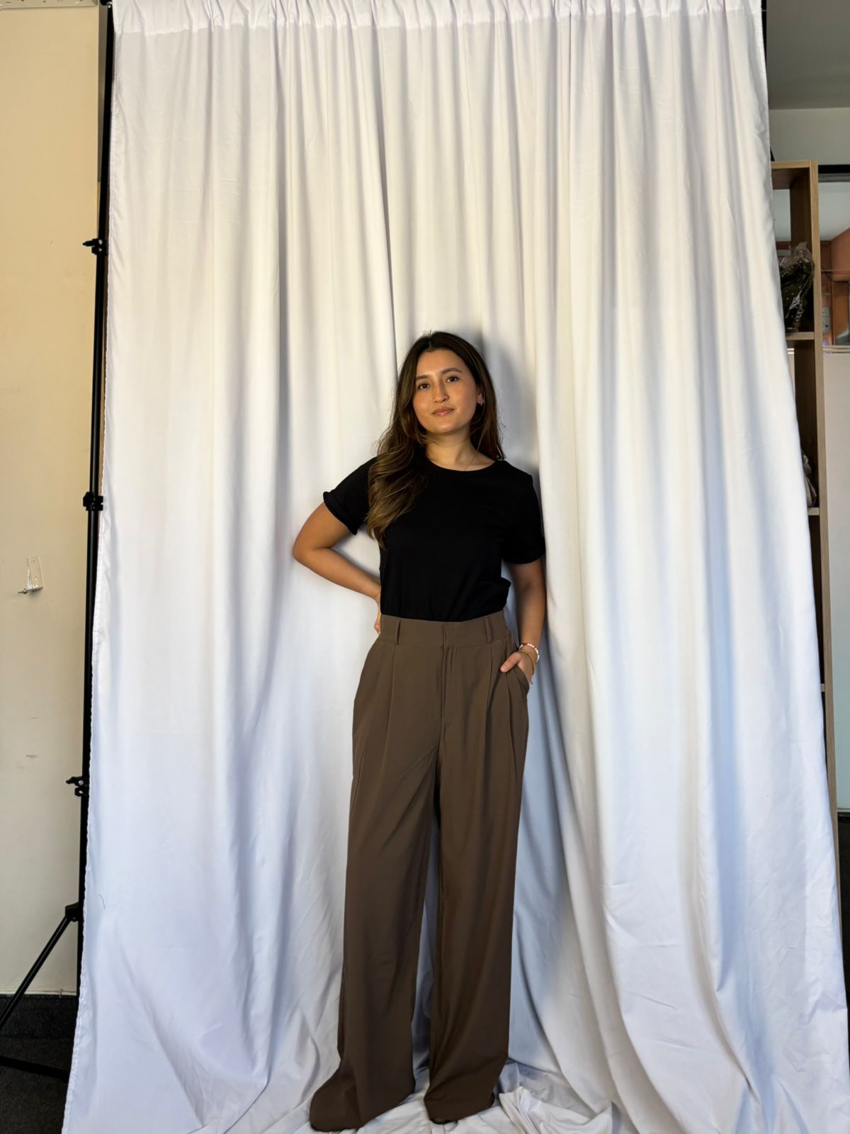 PANTALON WIDE LEG - MARRON