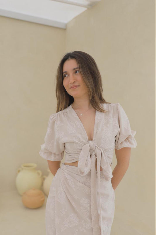 Blusa Hali - Beige floreado