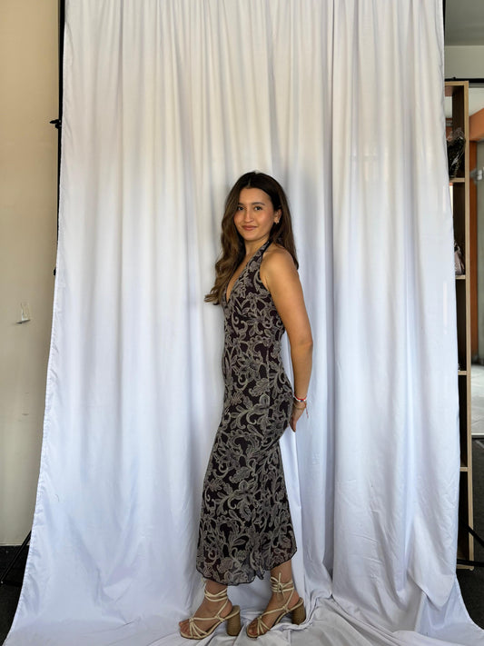 VESTIDO SEE YOU MONDAY FLOREADO - MARRON