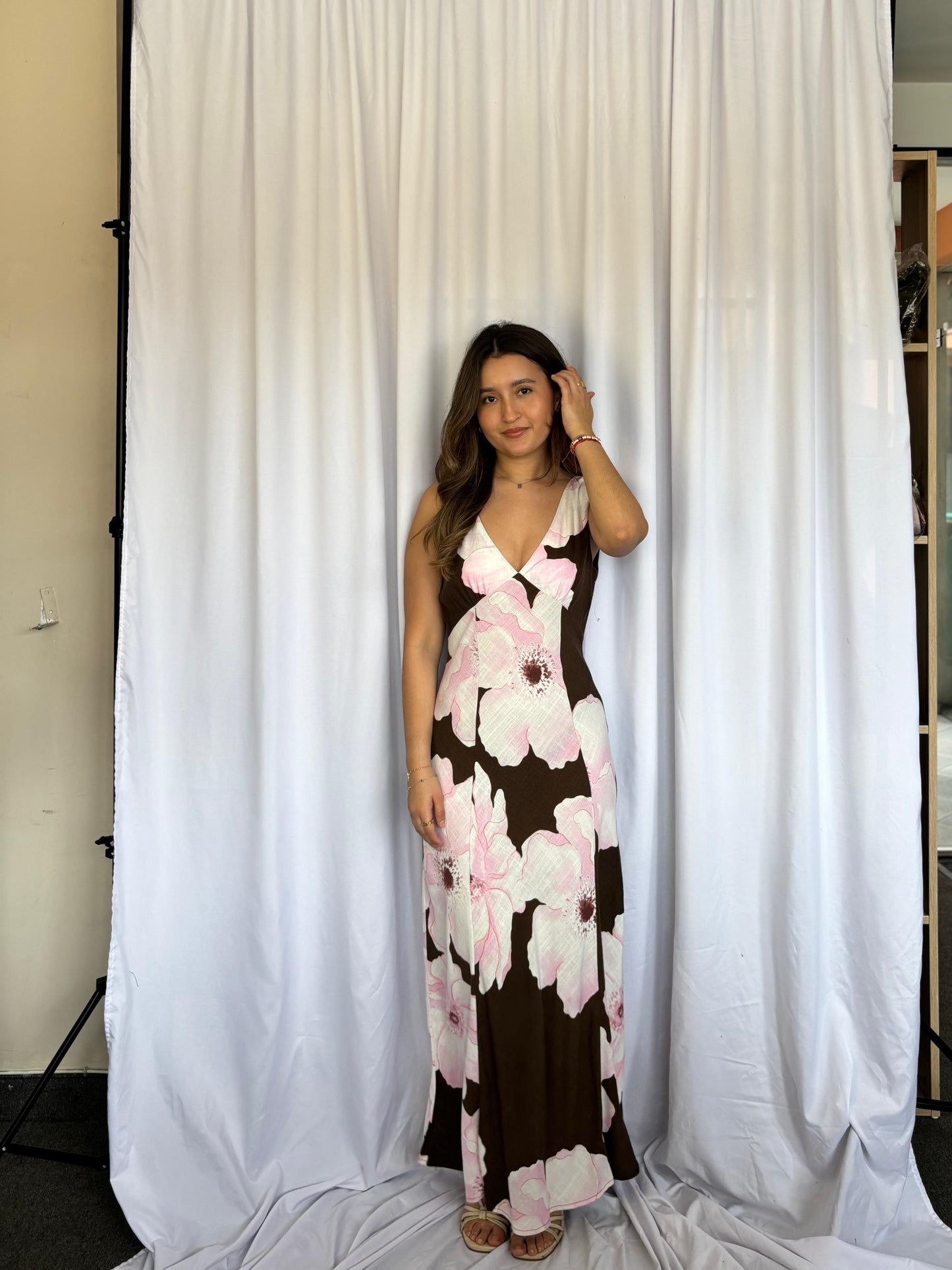 VESTIDO MARRON PAPER HEART FLOREADO - MARRON