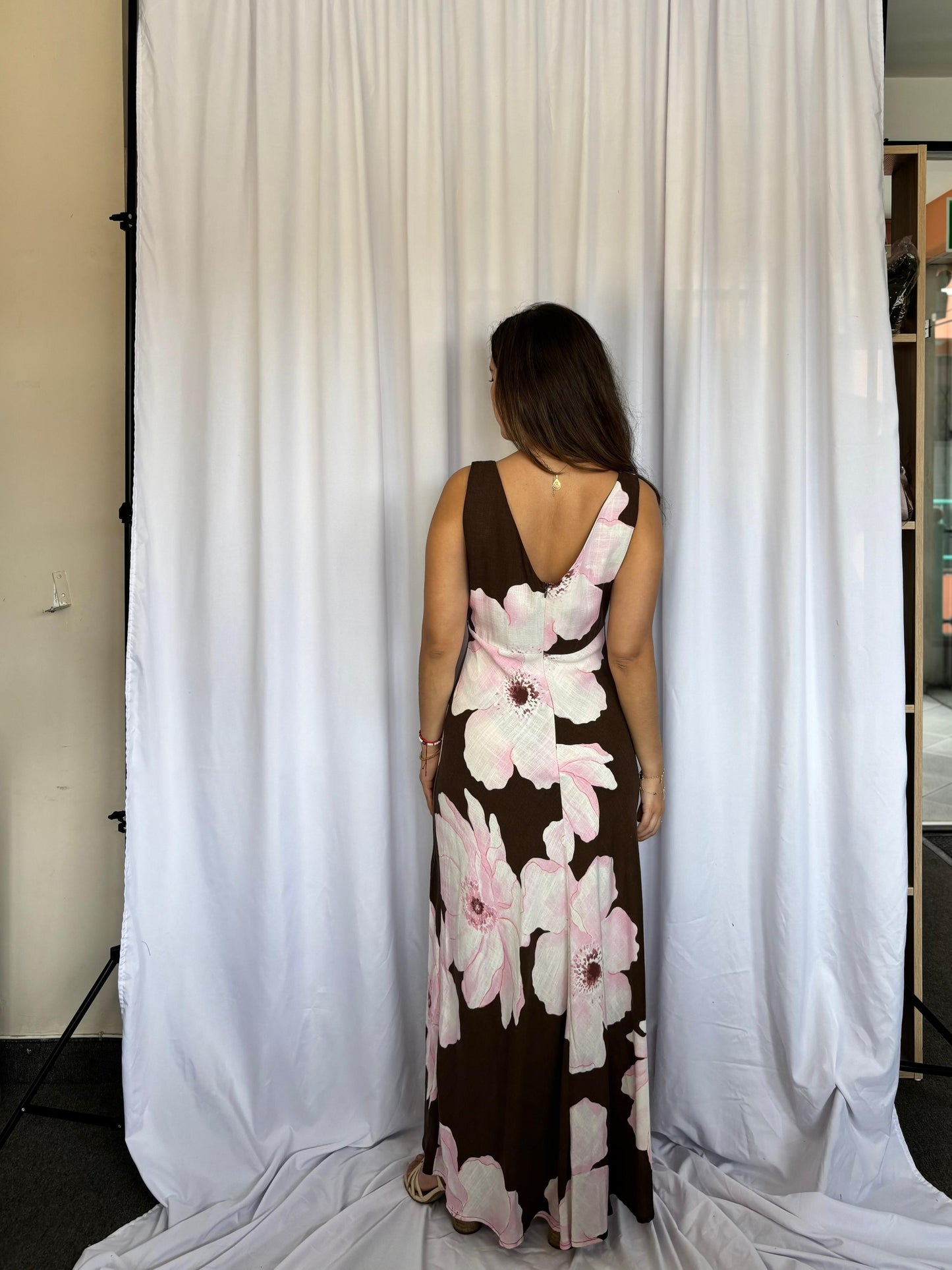 VESTIDO MARRON PAPER HEART FLOREADO - MARRON