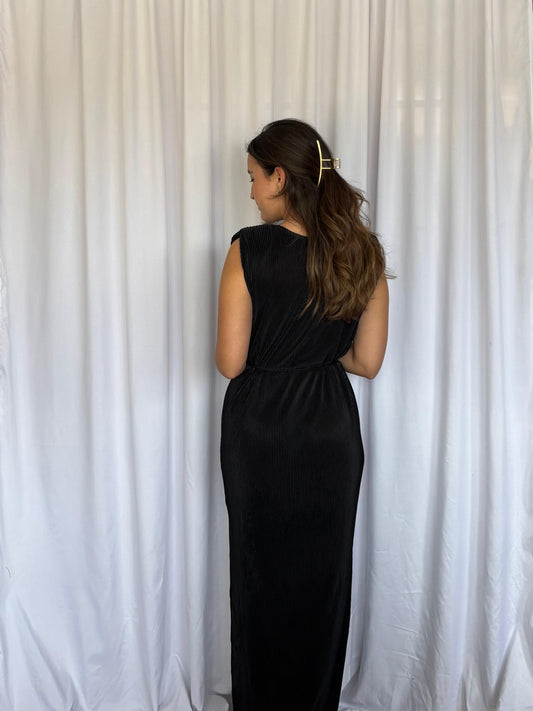 VESTIDO PLIZADO - NEGRO