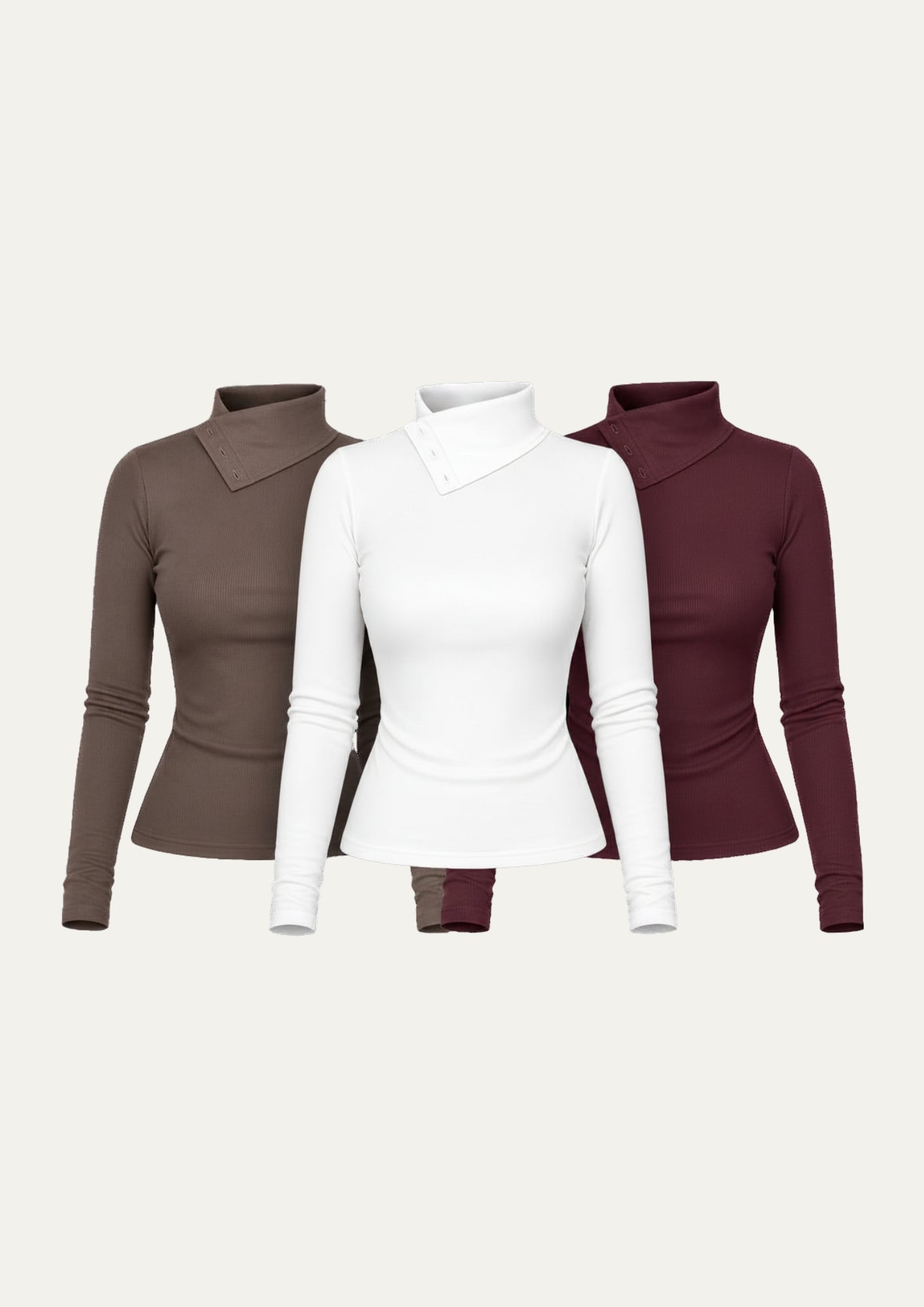 PACK 3 POLOS ATENEA - GUINDA, BLANCO Y COCOA