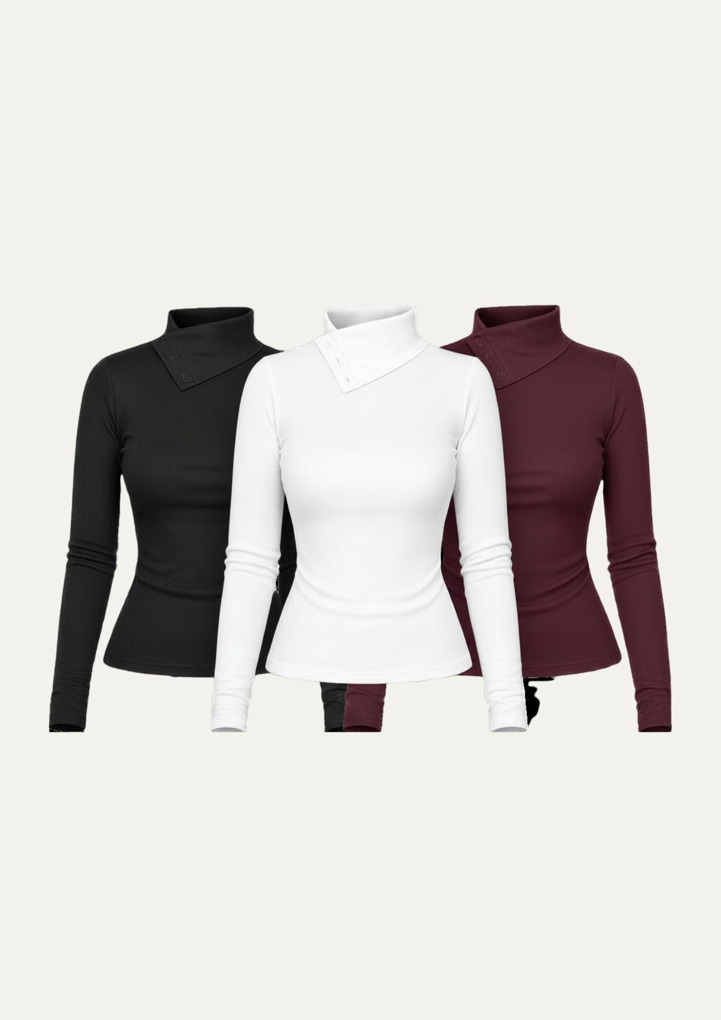 PACK 3 POLOS ATENEA - GUINDA, NEGRO Y BLANCO