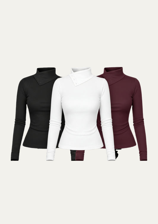 PACK 3 POLOS ATENEA - GUINDA, NEGRO Y BLANCO