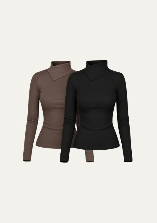 PACK 2 POLOS ATENEA - NEGRO Y COCOA