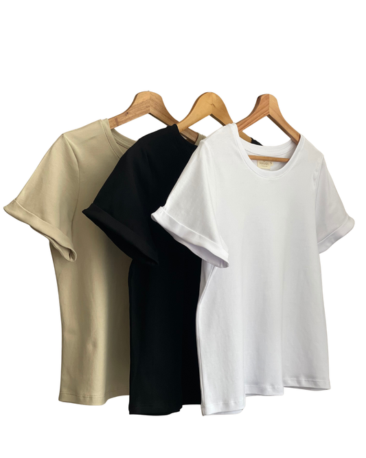 PACK 3 POLOS ARIA  - BLANCO, NEGRO y ARENA