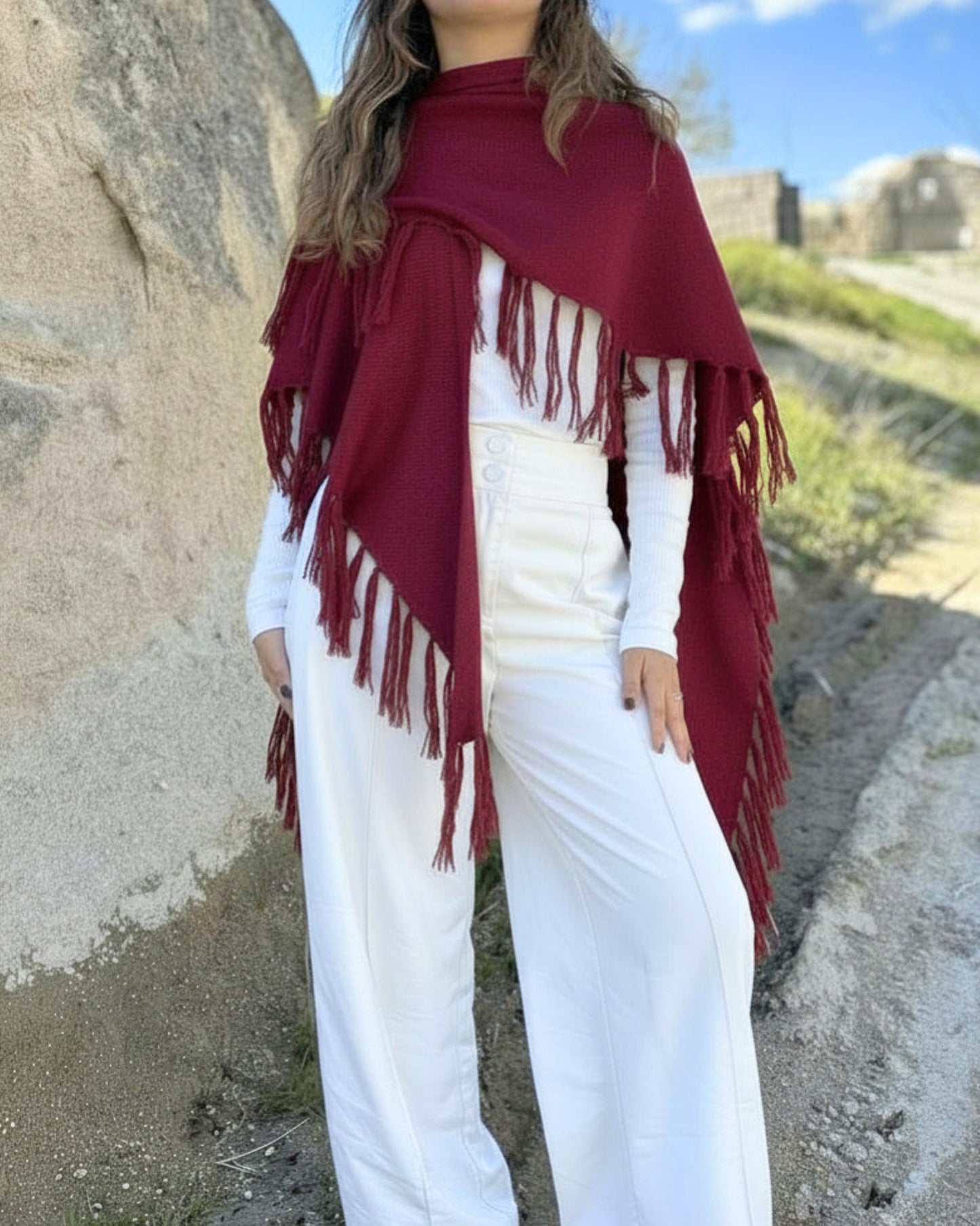 Ruana Bianca - Guinda