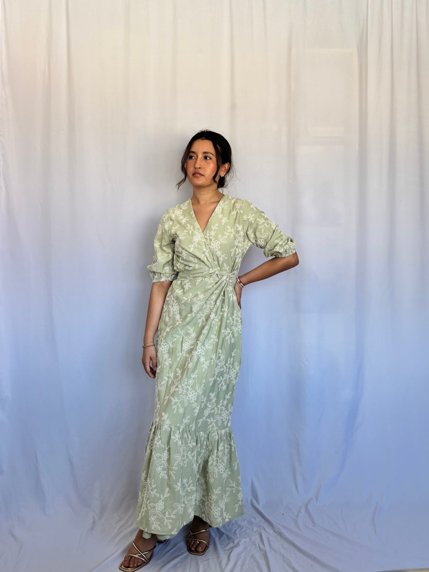 Vestido Kaia - Verde floreado