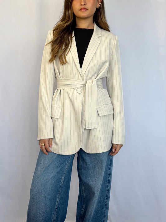 Blazer Amalia Oversized - Crema rayado