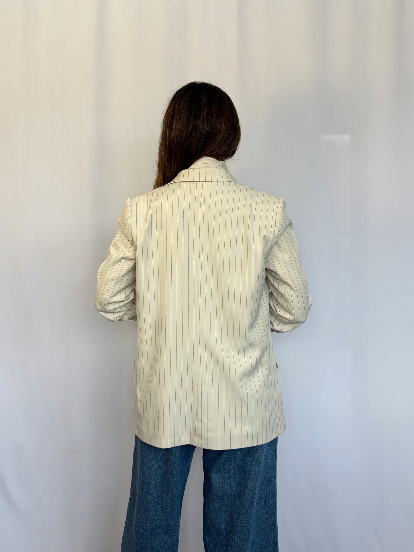 Blazer Amalia Oversized - Crema rayado