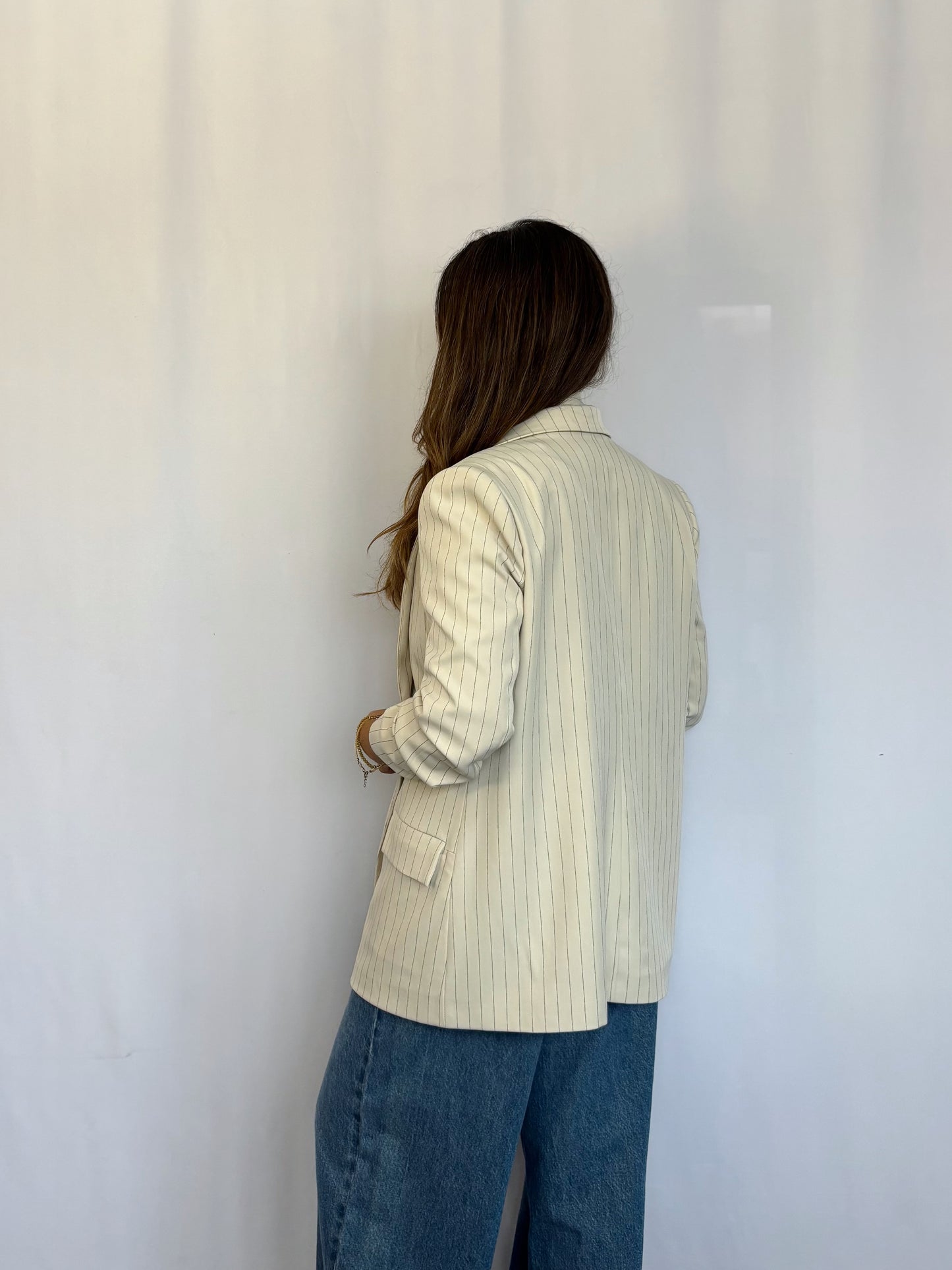 Blazer Amalia Oversized - Crema rayado