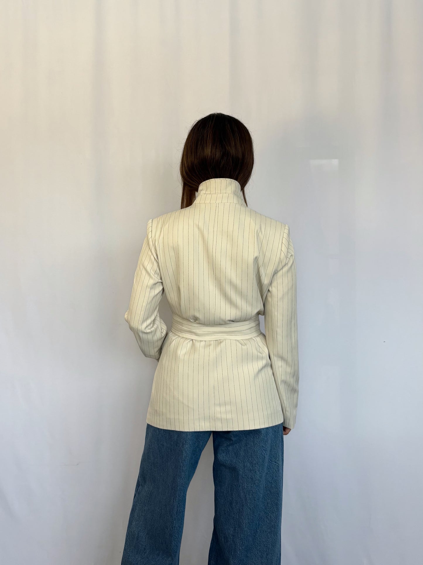 Blazer Amalia Oversized - Crema rayado