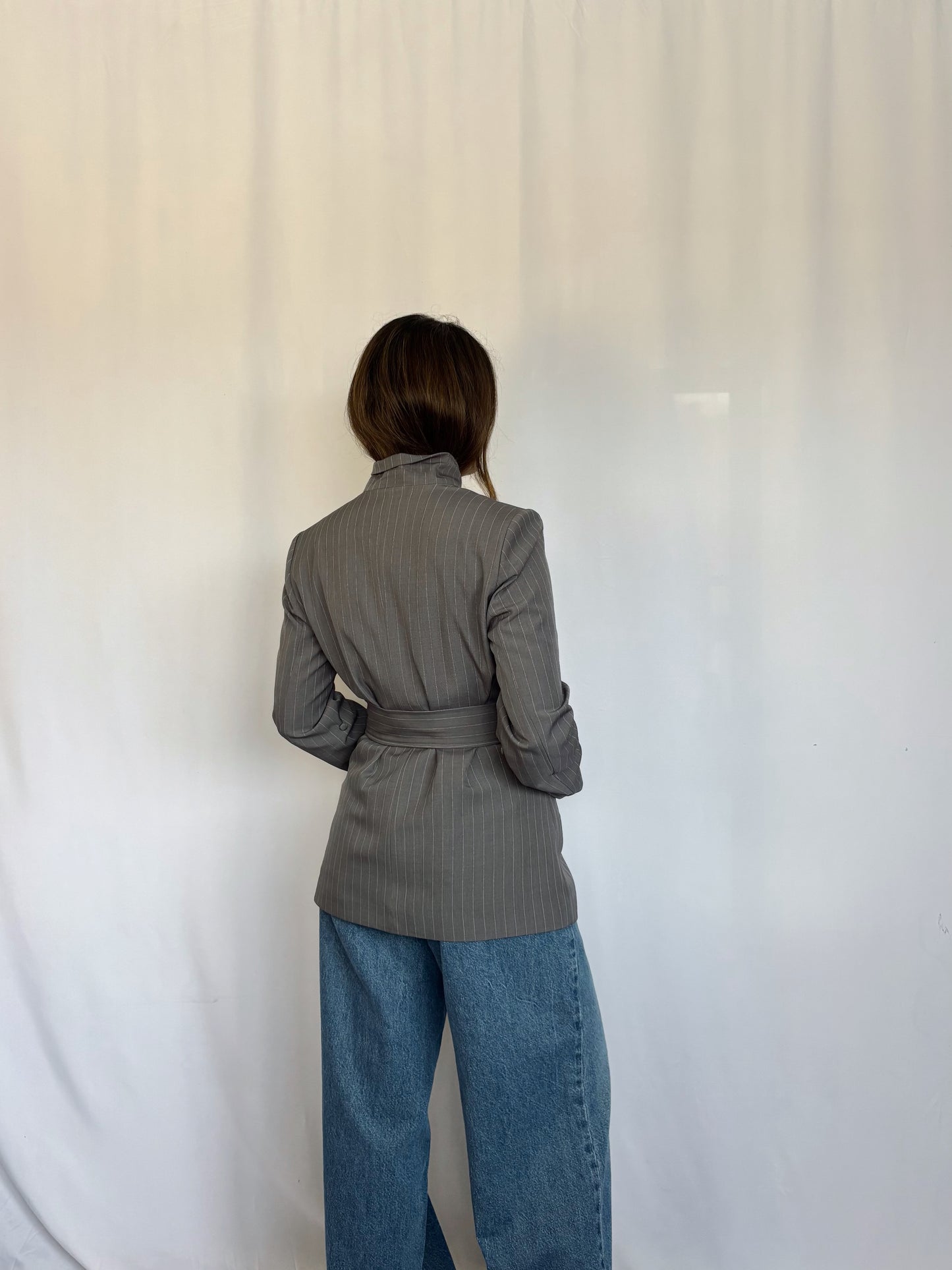 Blazer Amalia Oversized - Gris rayado