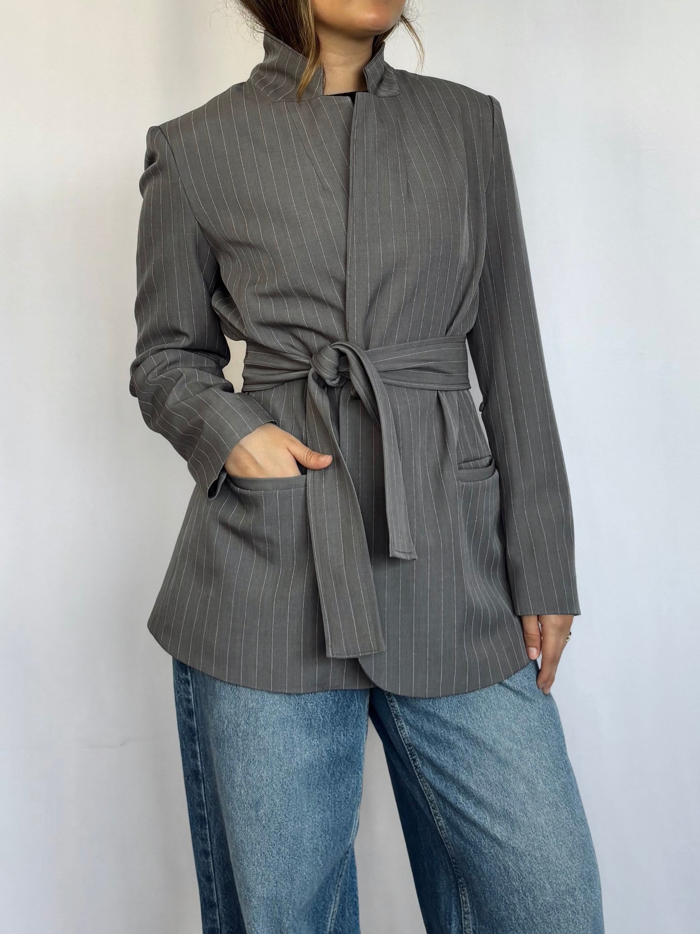 Blazer Amalia Oversized - Gris rayado