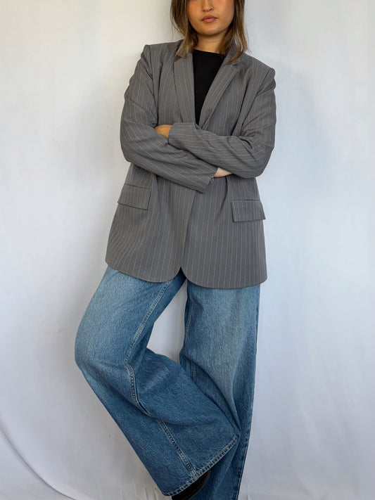 Blazer Amalia Oversized - Gris rayado