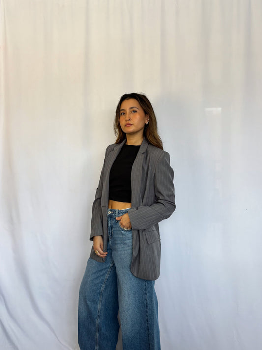 Blazer Amalia Oversized - Gris rayado