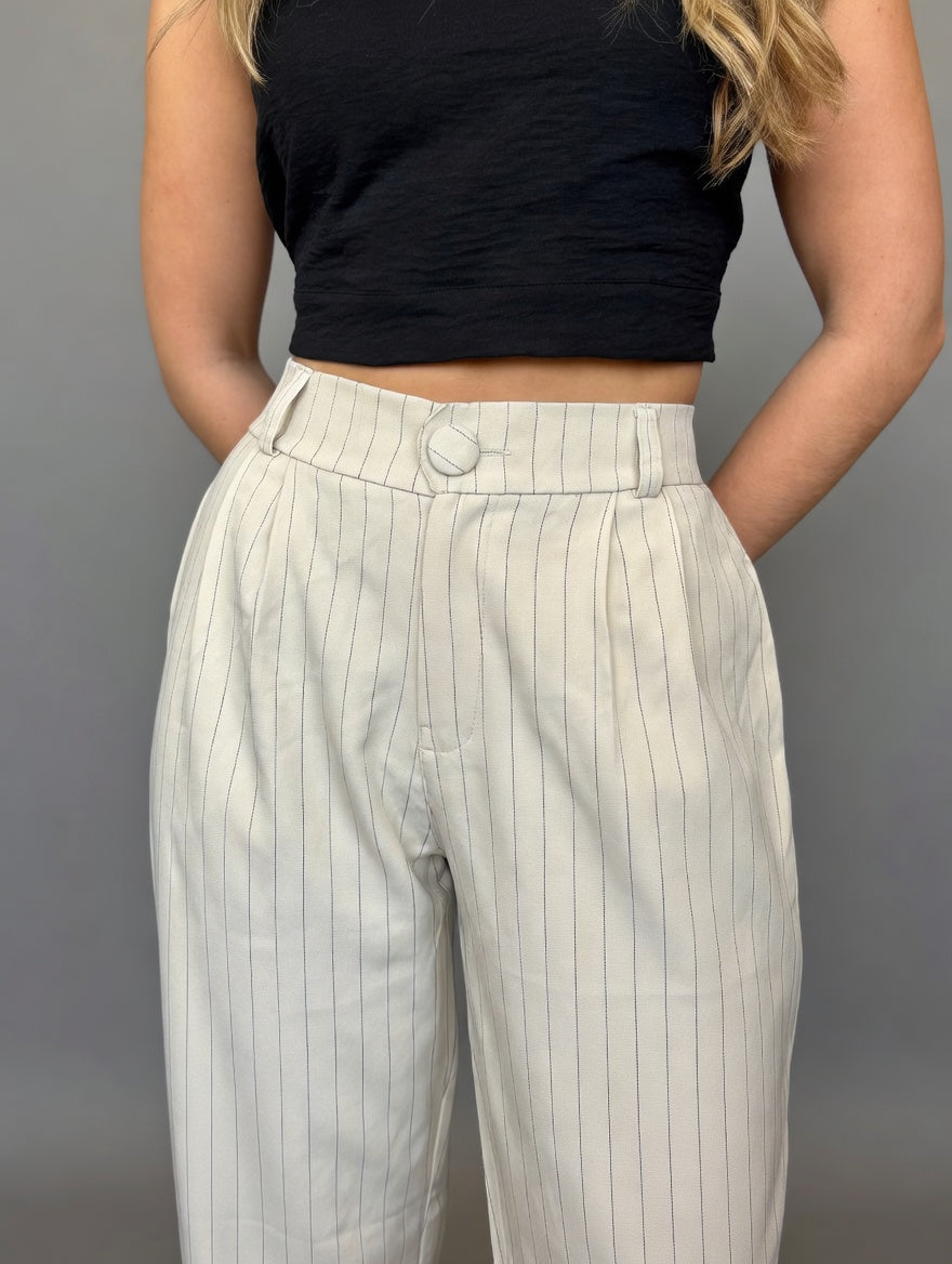 Pantalón Amalia - Crema rayado