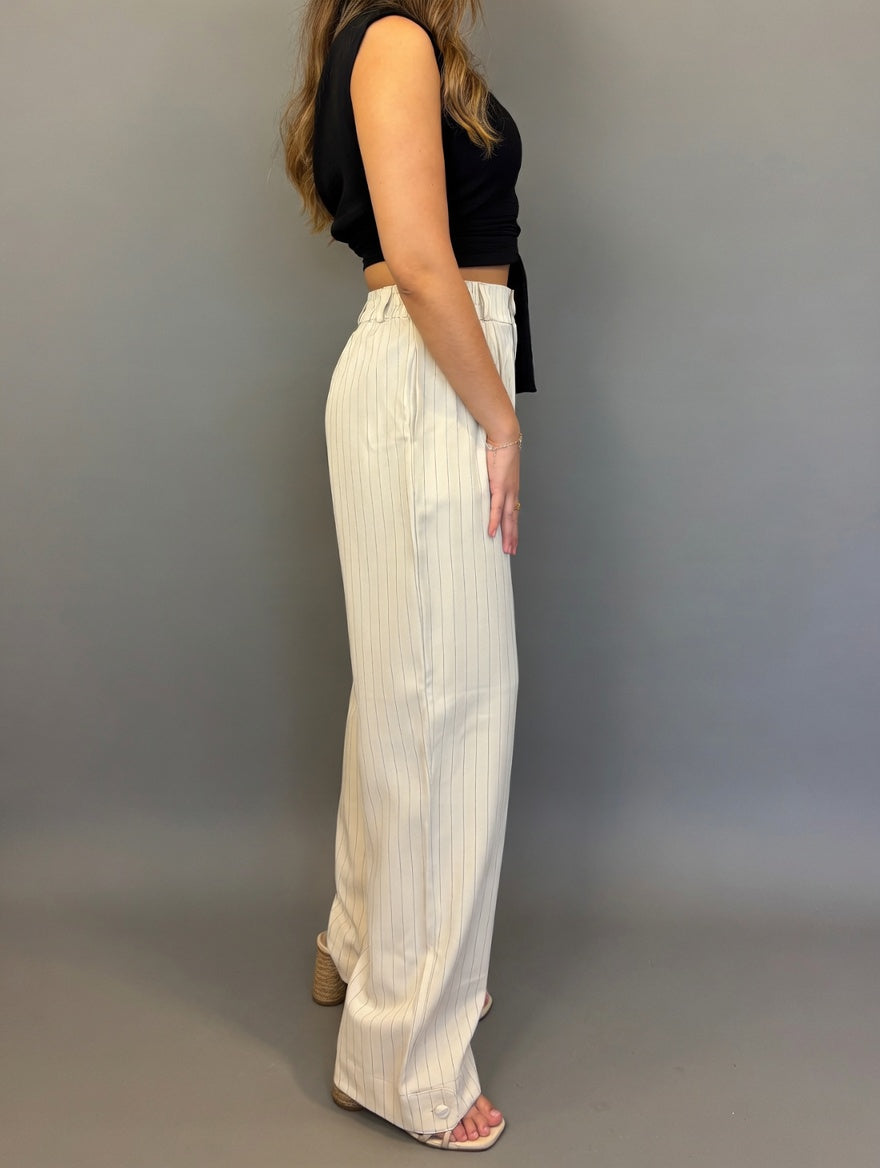Pantalón Amalia - Crema rayado