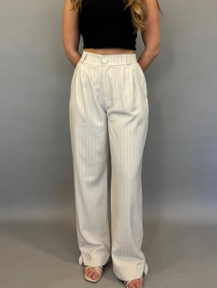 Pantalón Amalia - Crema rayado