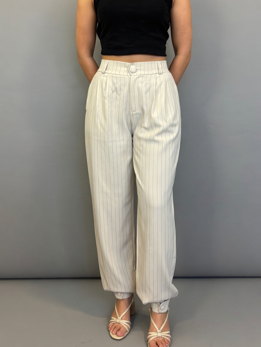 Pantalón Amalia - Crema rayado