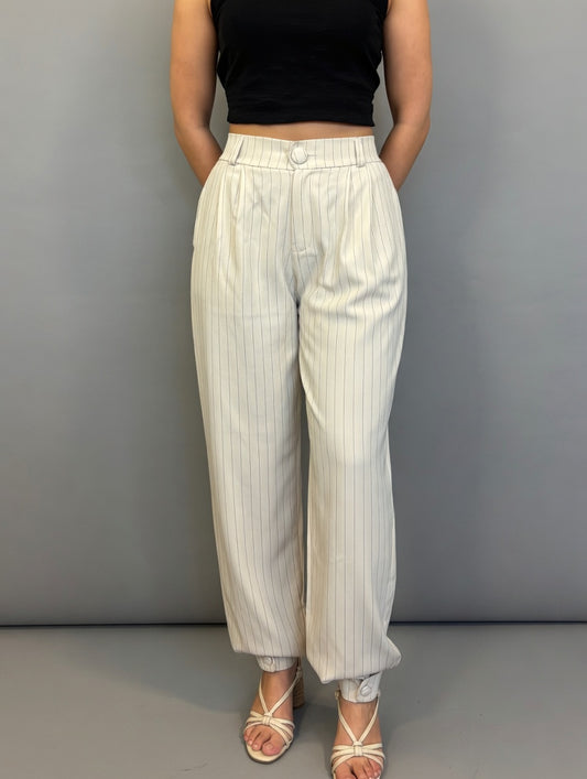 Pantalón Amalia - Crema rayado