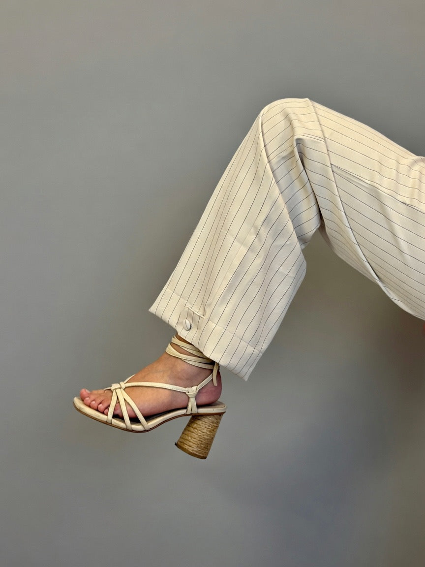 Pantalón Amalia - Crema rayado