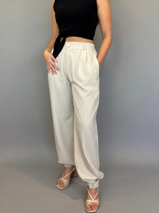 Pantalón Amalia - Crema rayado