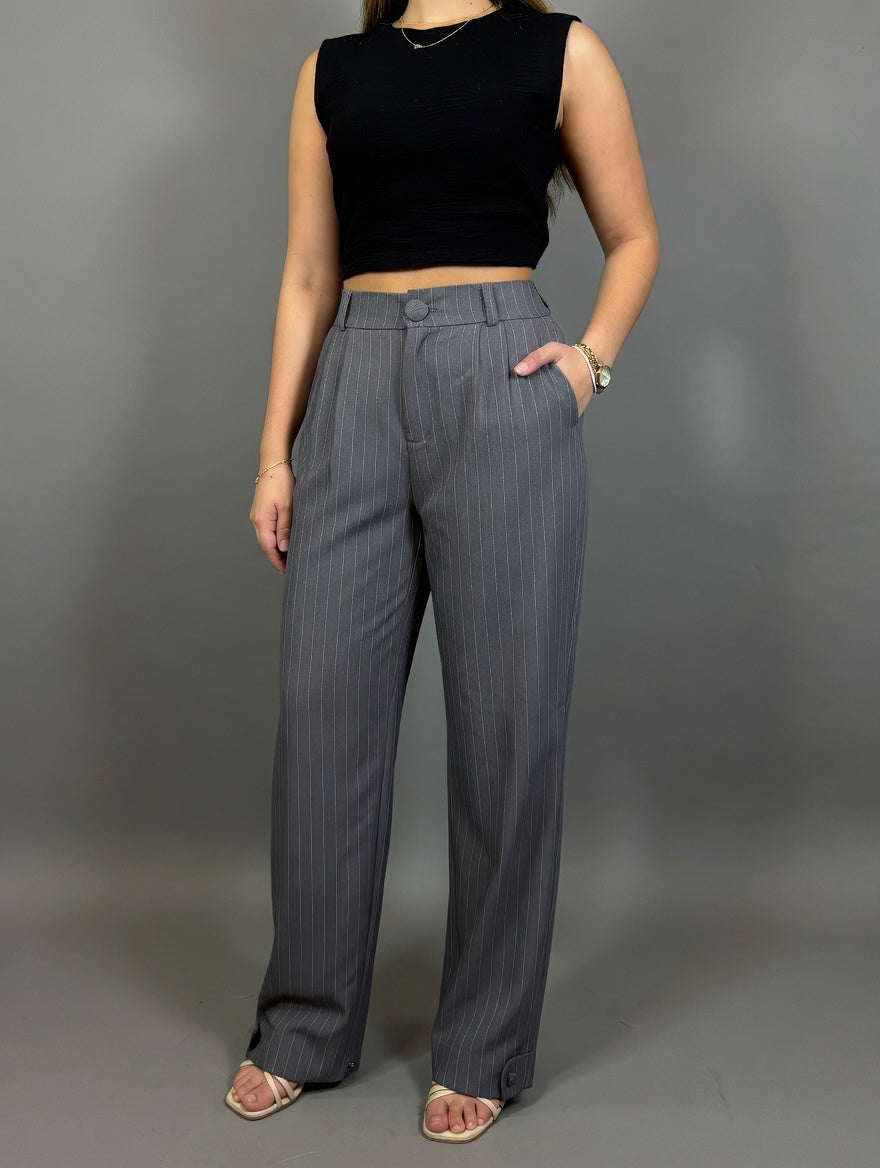 Pantalón Amalia - Gris rayado