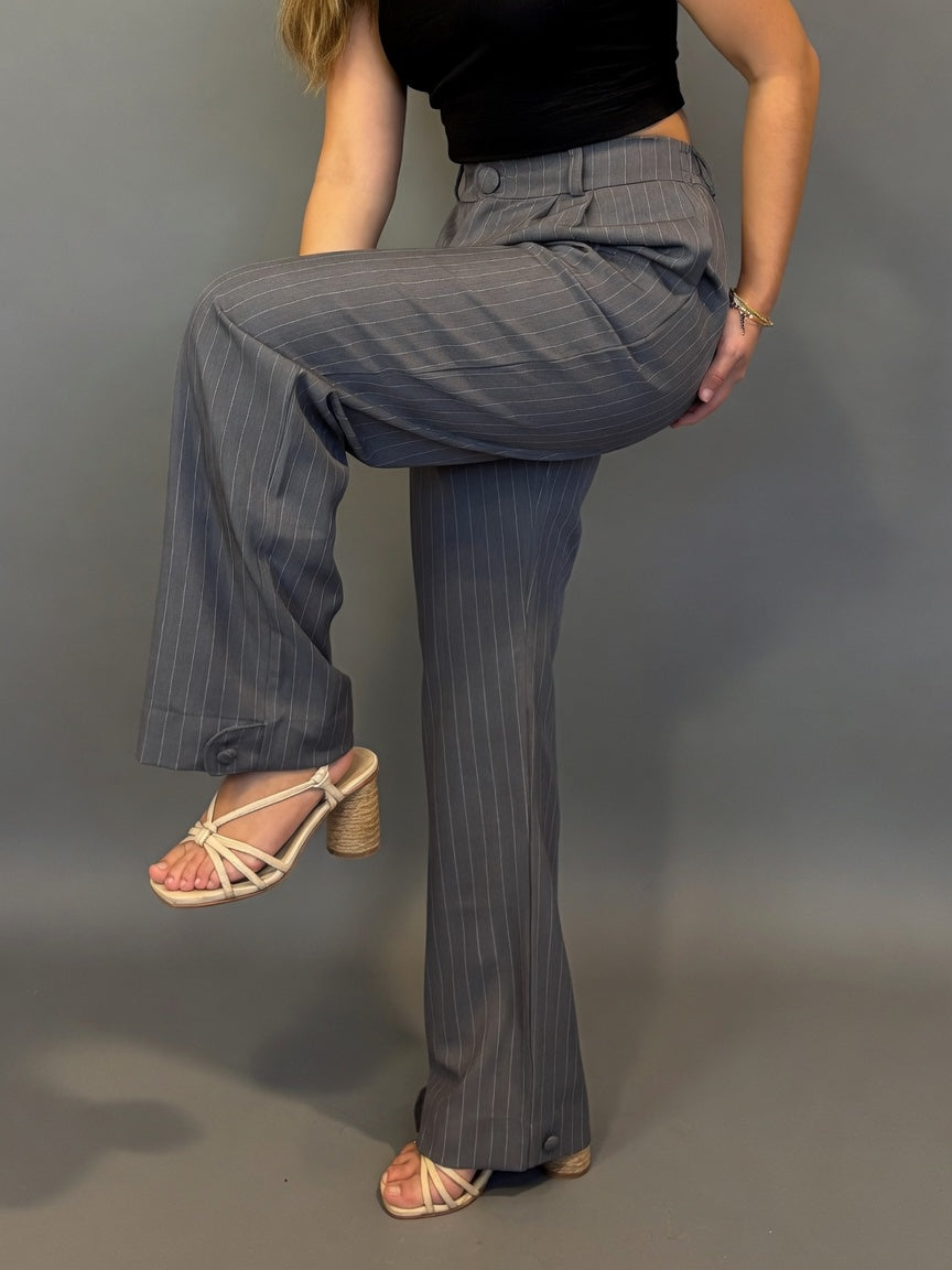 Pantalón Amalia - Gris rayado