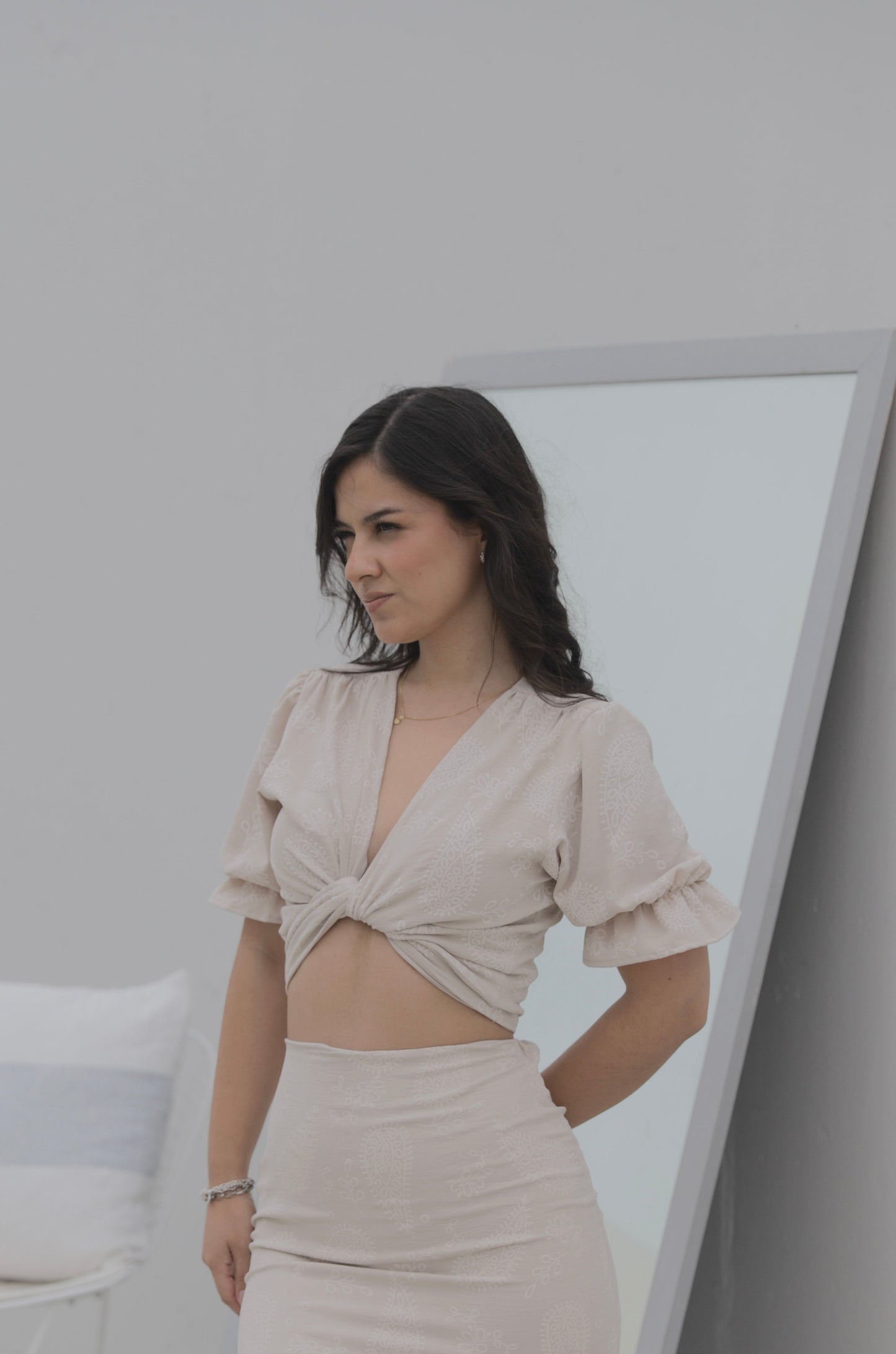 Blusa Hali - Beige floreado