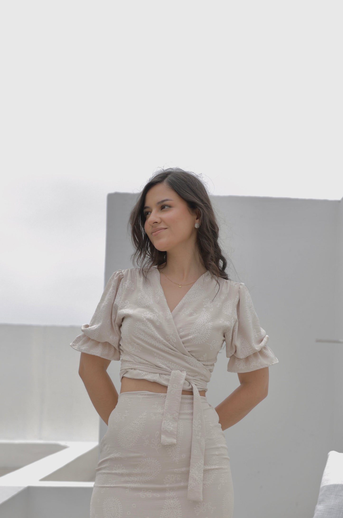 Blusa Hali - Beige floreado