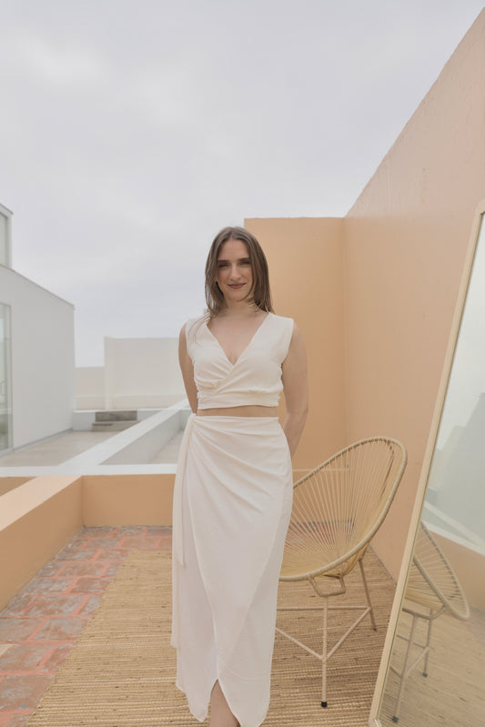 SET FALDA HALI / BLUSA SIRENA - PERLA