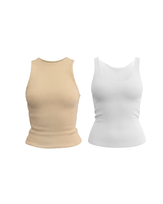 PACK 2 TOPS EMMA - VAINILLA Y BLANCO