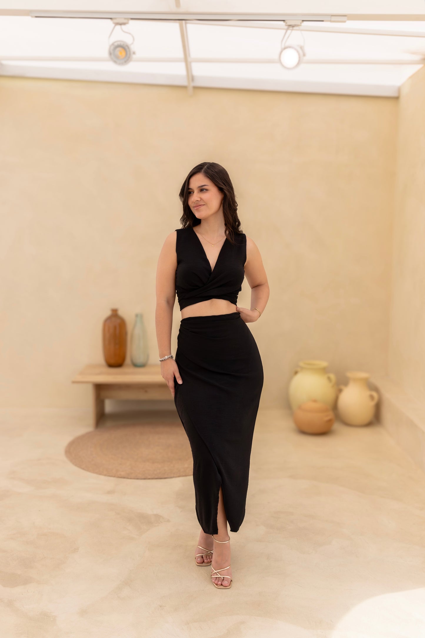 SET FALDA HALI / BLUSA SIRENA - NEGRO