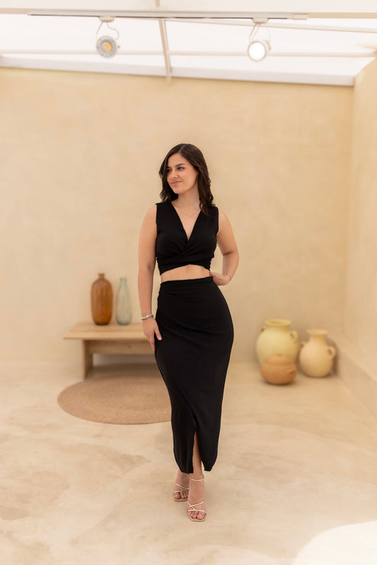 SET FALDA HALI / BLUSA SIRENA - NEGRO