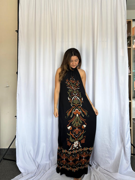 VESTIDO 1.STATE FLOREADO - NEGRO