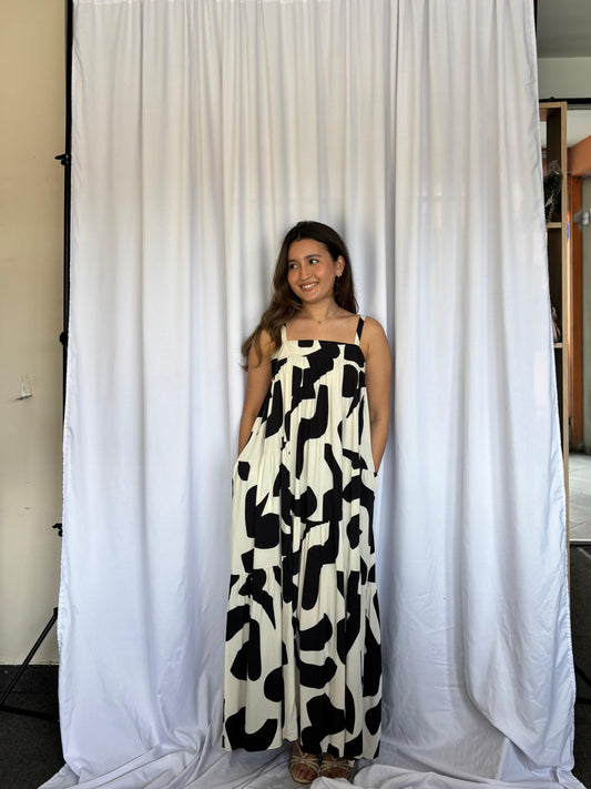 VESTIDO ABEL THE LABEL B&W - BLANCO Y NEGRO
