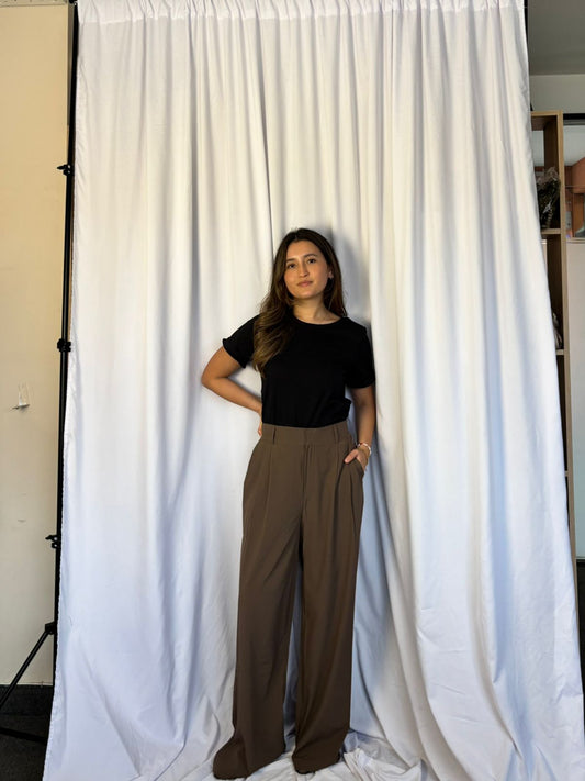 PANTALON WIDE LEG  - MARRON