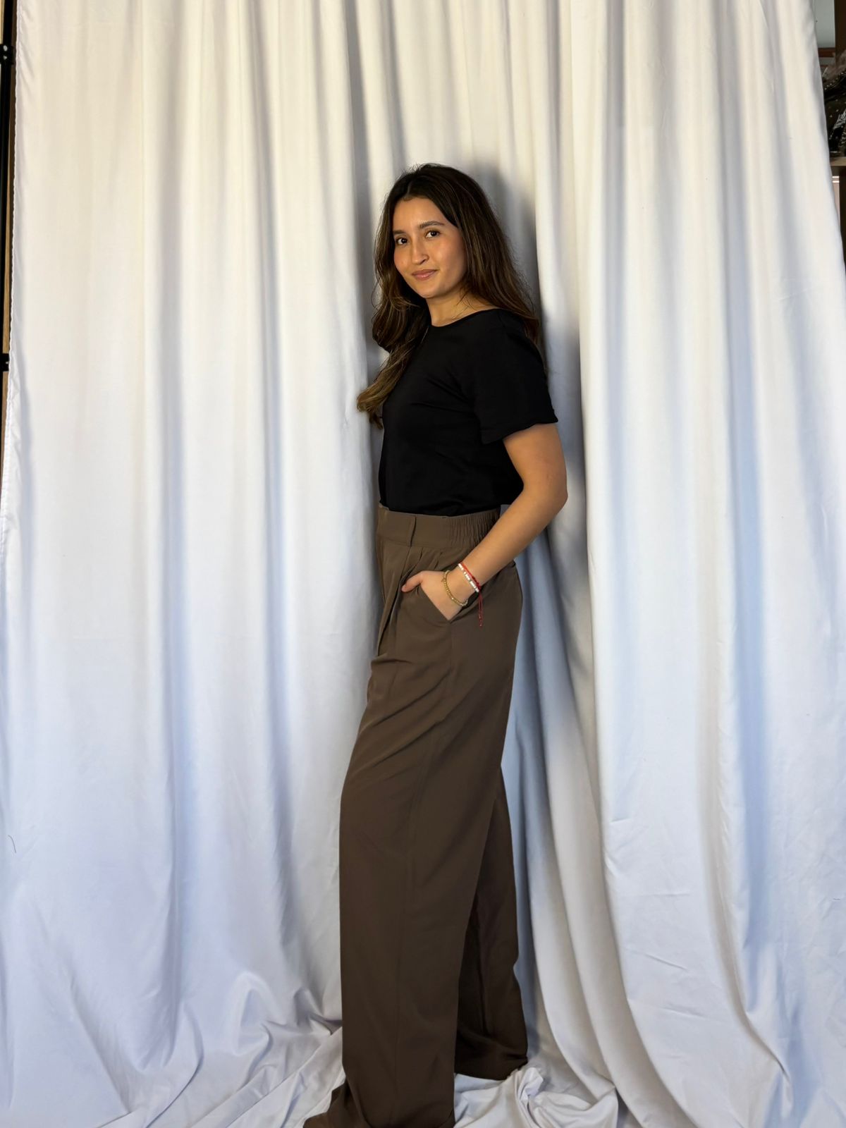 PANTALON WIDE LEG  - MARRON