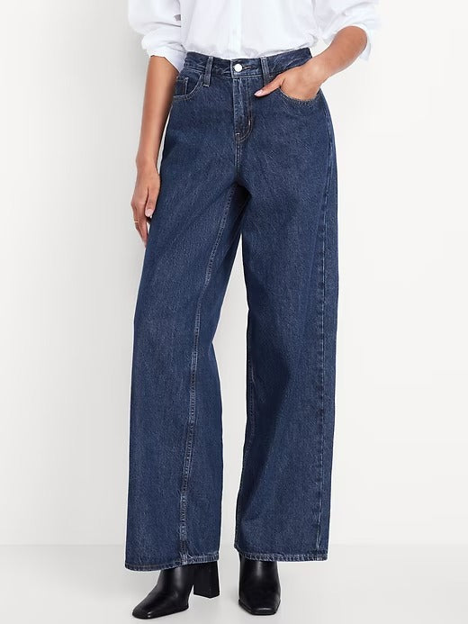 JEAN OLD NAVY WOW BAGGY WIDE LEG - AZUL OSCURO