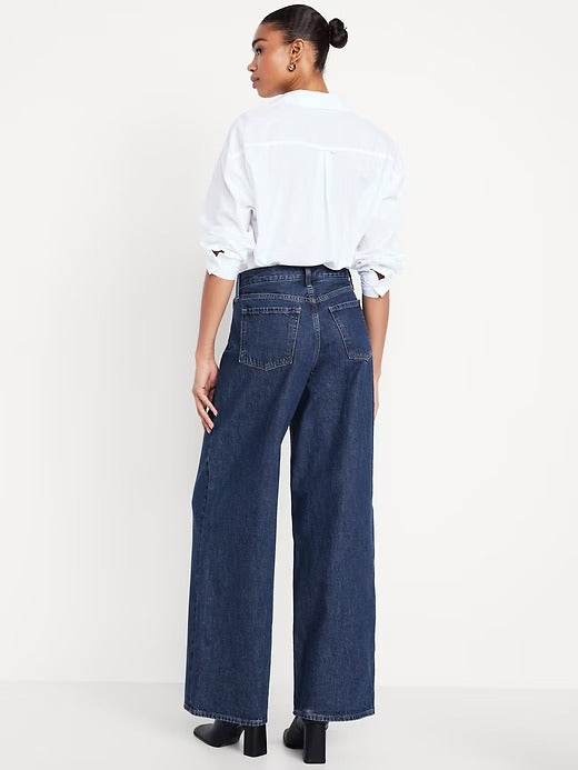 JEAN OLD NAVY WOW BAGGY WIDE LEG - AZUL OSCURO