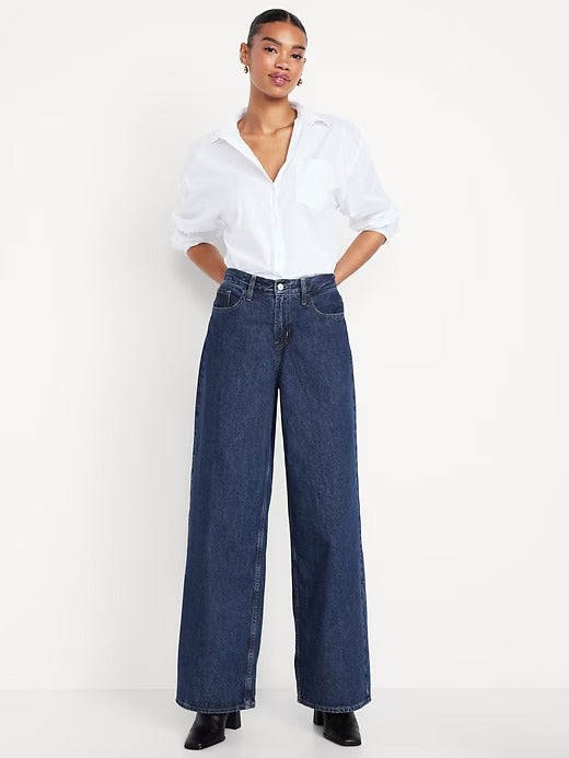 JEAN OLD NAVY WOW BAGGY WIDE LEG - AZUL OSCURO